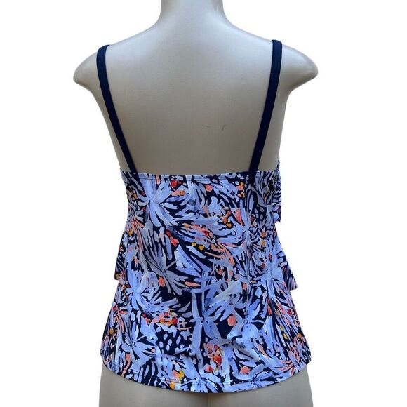 INTL Details Swim Tankini Top Women's Medium Multicolor Printed Tiered Ruffle - Picture 12 of 14
